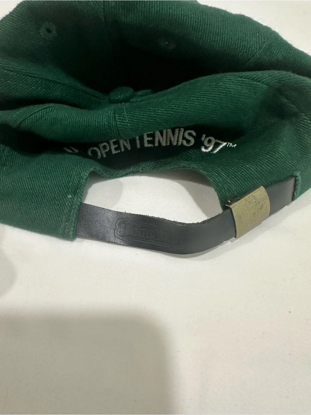 Vintage 1997 US Open Tennis Hat Green Embroidered Strapback 90s Cap